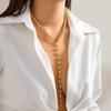 Joyería transfronteriza europea y americana, collar de cuentas retro francés en forma de Y, elegante collar largo con borlas de perlas de imitación para mujer