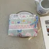 Bolsa Cosmética Linda Azul Caricatura Mini Billetera Algodón Puro Bolsa Pequeña de Tela Auriculares Lápiz Labial Bolsa de Almacenamiento Portátil