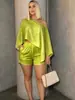 Conjunto feminino transfronteiriço europeu e americano 715, top sexy estilo férias na praia ombro a ombro com shorts de bolso
