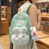 Mochila Pequeña Nueva para Estudiantes Universitarias Color Sólido Mochila de Conejo Estilo Ins Japonés Chica Suave Chica Linda Mochila de Doble Hombro