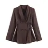 Roupas Femininas Europeias e Americanas Transfronteiriças Aliexpress Venda Quente Moda Casual Blazer com Cadarço Patchwork de Cetim