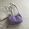 Bolsa de ombro feminina, simples e versátil, estilo coreano de nicho 2026, bolsa de axila plissada suave de cor sólida, bolsa de mão simples