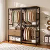 Guarda-roupa de metal estilo aberto, cabideiro de chão para quarto, cabide de roupas doméstico, unidade de prateleira para closet