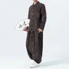 Conjunto Masculino de Veludo Cotelê Estilo Chinês com Estampa de Tinta, Duas Peças, Camisa com Botões e Calça - Outono/Inverno 2026