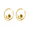 Aretes de Aro Transfronterizos Europeos y Americanos Ins Temperamento Aleación Rosa Aretes en forma de C Retro Creativos Huecos Mujeres