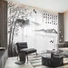 Novas Cortinas e Cortinas Voil de Estilo Chinês para Sala de Estar e Quarto, Cortina Clássica de Bambu de Estilo Chinês, Isolamento Térmico, Proteção Solar, Cortinas Voil para Sacada para Janelas Salientes