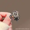 Presilha de Cabelo Flor de Cristal Estilo Coreano Mini Acessório para Coques na Parte de Trás da Cabeça, Ornamento de Cabelo de Liga Metálica Eletrodepositada de Alta Qualidade para Mulheres