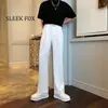 Tendencia Coreana Fit Limpio Color Sólido Pantalones de Traje Cuchillo Torcido Hombre Otoño Caída Adelgazante Versátil Recto Pantalones Casuales