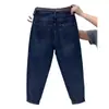 Calça Harlan Feminina Solta Slim 2024 Inverno Nova com Forro de Lã Tamanho Grande Menina Cheinha Calça Cenoura Paizinho