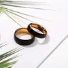 Exclusivo transfronteiriço para Europa e Estados Unidos novo anel de aço titânio escovado fosco de duas cores aço inoxidável quarto preto Dourado joia punk masculina