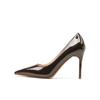 9888T Tacones Altos Zapatos de Mujer Tacón de Aguja Boca Baja PU Espejo Charol Zapatos de Mujer Rojo Angora Boca Baja Zapatos Individuales Zapatos de Mujer para el Trabajo