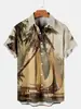 Camisa de Manga Corta con Estampado Digital Estilo Hawaiano para Vacaciones, Nueva Moda Tendencia Europea y Americana para Hombre