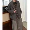 No Demasiado ModernoEncuentro de OtoñoCamisa de Otoño para Hombre de Manga Larga, Versátil Estilo Coreano Sencillo, Falso Dos Piezas, Color Sólido