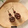 Pendientes Originales Estilo Bosque Frutal de Planta, Bellota Natural Hechos a Mano Vintage Estilo Étnico Largo Joyería de Oreja Artística de Medicina Tradicional China para Mujeres