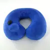 Almohada en forma de U con válvula de inflado de botón, con una suave cubierta de terciopelo de cristal, una almohada de viaje y un núcleo de PVC, lo que la convierte en un cojín portátil para exteriores.