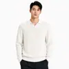 Suéter de punto polo para hombre estilo Old Money, casual y sofisticado, con cuello de gaviota y manga larga, adecuado para primavera y otoño