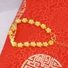 Pulseira Estilo Nacional Flor Rosa Dourado Areia Vietnamita para Mulheres, Cor Duradoura, Latão Imitação Pixiu, Joia Novo Estilo Chinês