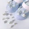 Charms para sapato Croc DIY corrente de pulseira de flor de pérola tridimensional flor de sapato estilo balé removível acessório de sapato decoração
