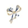 Nuevo Elegante Estilo Europeo Exquisito Lujo Broche de Lazo de Circonio Completo Broche de Abrigo Versátil Esmalte Azul Accesorios Exquisitos