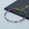 Estilo Hada Color de Piel Morado Pulsera de Amatista de Alta Calidad Pulsera Pequeña Fresca Pulsera Natural de Cristal y Perla