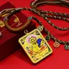 Colgante de Collar Estilo Tíbet, Pintado a Mano Parcialmente y Exquisitamente Dorado, con el Dios Amarillo de la Riqueza de los Cinco Caminos que Atrae la Riqueza, Amuleto de Buda Tíbet Thangka para Atraer Riqueza