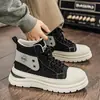 Zapatos de trabajo de lona retro de caña alta, nueva colección de otoño para hombre, de talla grande para cruzar la frontera, suela gruesa para exteriores, zapatos casuales antideslizantes