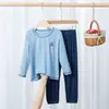 Calça de Pijama de Verão Infantil Roupa de Dormir de Modal Conjunto Roupas de Ar Condicionado para Crianças Grandes Meninos e Meninas Calças de Manga Comprida Roupas de Casa