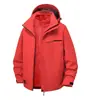 Conjunto de Duas Peças em Fleece de Cor Sólida Três em Um para Uso Externo, Jaqueta Destacável à Prova de Vento e Água, Roupa de Trabalho Personalizada com Impressão de Logo