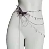 Collar y Cadena de Cintura de Borla de Mariposa Super de Hada, Moderno y Versátil, Estilo Dulce y Fresco, Perfecto para Viajes y Fotos, Cadena de Cintura de Mariposa Morada