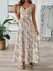 Vestido de tirantes estilo resort europeo y americano para mujer transfronterizo colección primavera/verano 2026 con diseño de rayas irregulares vestido largo en stock
