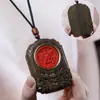 Bodhisattva Ajedrez Carvado de Madera de Águila 461 Colgante Unilateral Marca Zaki Estilo Chino Juguete de Madera de Mano para Colgar en el Cuello