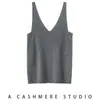 Elegante Camisole de Tricô de Caxemira Slim-Fit com Decote V Estilo Celebridade para Mulheres Outono/Inverno Nova Chegada Camada Interna Camada Base Top