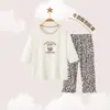 Conjunto de Dos Piezas de Encaje con Mangas Tres Cuartos para Niñas, Pijama Dulce y Lindo, Conjunto de Ropa de Casa con Cuello Redondo para Niños con Aire Acondicionado