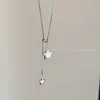 Río de Estrellas Cita Collar de Plata con Estrella Deslizante Estilo Coreano para Mujer, Cadena Larga de Suéter de Nicho con Acabado de Alta Gama, Accesorio de Otoño e Invierno
