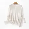 Cárdigan de punto de lana y terciopelo de estilo minimalista sin costuras para mujer, chaqueta ligera, top versátil y cálido de manga larga