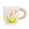 Nueva taza de cerámica Tulipán taza de relieve fresca pequeña estudiante Taza de leche Taza de desayuno taza de café corazón de niña
