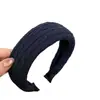 Diadema de punto trenzado retro para otoño e invierno, diadema ancha de ala ancha y copa alta, color liso, accesorio para el cabello adelgazante para mujer