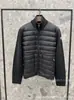 Nuevas Chaquetas de Plumón Europeas m Mengjia de Punto con Empalme Casual para Hombres y Mujeres, Chaquetas Versátiles de Moda Cálidas con Capucha