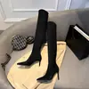 Botas sexys de estilo coreano hasta la rodilla para mujer, botas elásticas ajustadas, botas calcetín de gamuza, nueva colección otoño 2026, botas altas de punta