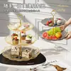 Selección Transfronteriza de Plato de Frutas de Loto de Tres Capas de Lujo Ligero Bandeja Creativa para Dulces Postres Bocadillos para Sala de Estar Hogar Té de la Tarde
