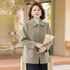 Elegante cárdigan de punto con cuello camisero, corte holgado, moderno diseño nuevo para primavera y otoño, estilo chino, talla grande, top para mujer de mediana edad, prenda de abrigo versátil