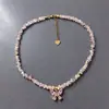 Colar INS Doce Fresco de Cobre com Zircônia em Forma de Coração Corrente de Clavícula com Contas de Cristal de Luxo Leve Feito à Mão Colar Europeu e Americano de Aço Inoxidável