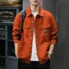 Jaqueta Jeans Vintage Masculina 2026 Novo Estilo Americano Pesada Casual Gola Reversível Jaqueta de Trabalho Camisa Casual para Caça
