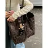 Bolso de Hombro Retro Estilo Perezoso de Gran Capacidad para Mujer 2025 Nuevo Bolso Tote Estampado de Leopardo Bolso de Hombro Casual para Compras