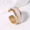 Anillo Abierto de Acero de Titanio Transfronterizo Europeo y Americano, No se Desvanece, Anillo de Acero Inoxidable de Gama Alta de Nicho, Joyería de Mano Irregular