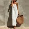 2026 Nueva Moda de Otoño Ropa para Mujer Transfronteriza Europea y Americana Estilo Casual Vacacional Vestido de Tirantes Color Sólido Vestido Largo para Mujer