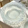 Plato para Mascotas de Lujo Ligero Estilo Europeo Chapado en Oro, Plato de Plástico, Plato de Cena Estilo Occidental, Blanco Crema con Borde Dorado, Plato para Frutas, Plato para Filete Estilo Occidental, Gama Alta