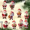 10 piezas de adornos de árbol de Navidad de madera, adornos de Papá Noel de madera, decoraciones colgantes para fiestas navideñas