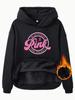 Suéter con capucha y forro polar para mujer, estilo independiente de eBay, para otoño e invierno, disponible en stock, color rosa, informal, combinable, de manga larga para mujer.