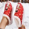 Pantuflas de algodón de invierno para mujer, estampado de dibujos animados de muñeco de nieve, cálidas, a la moda, modernas, pantuflas de felpa para interior del hogar